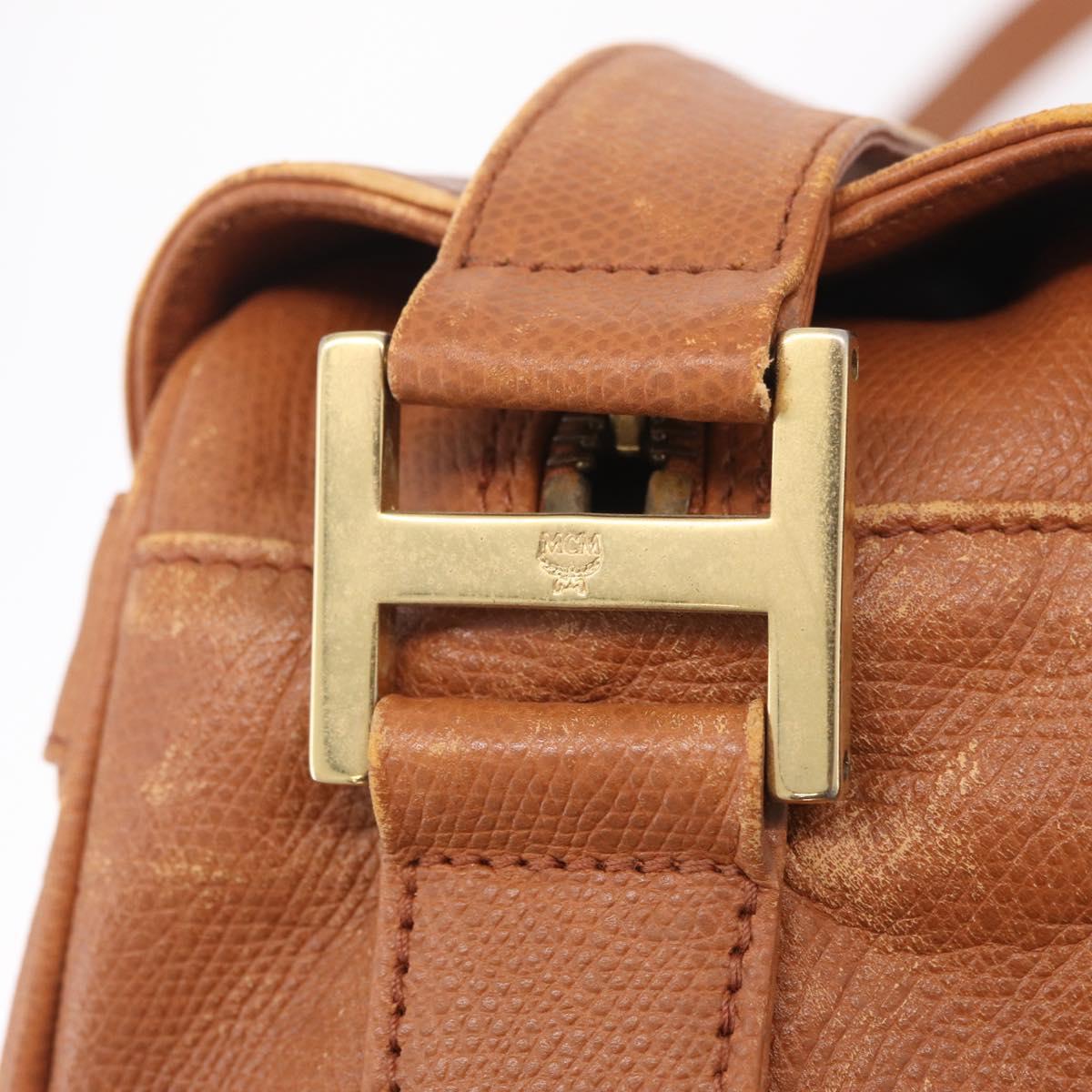 MCM Shoulder Bag Leather Brown Gold Auth ka6936