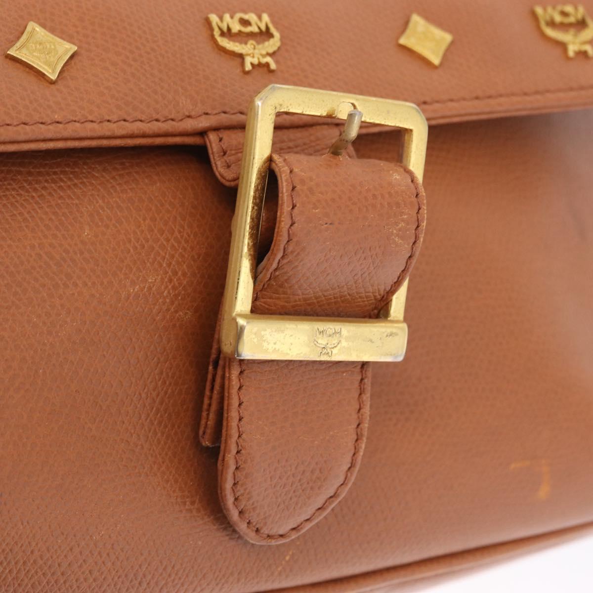 MCM Shoulder Bag Leather Brown Gold Auth ka6936
