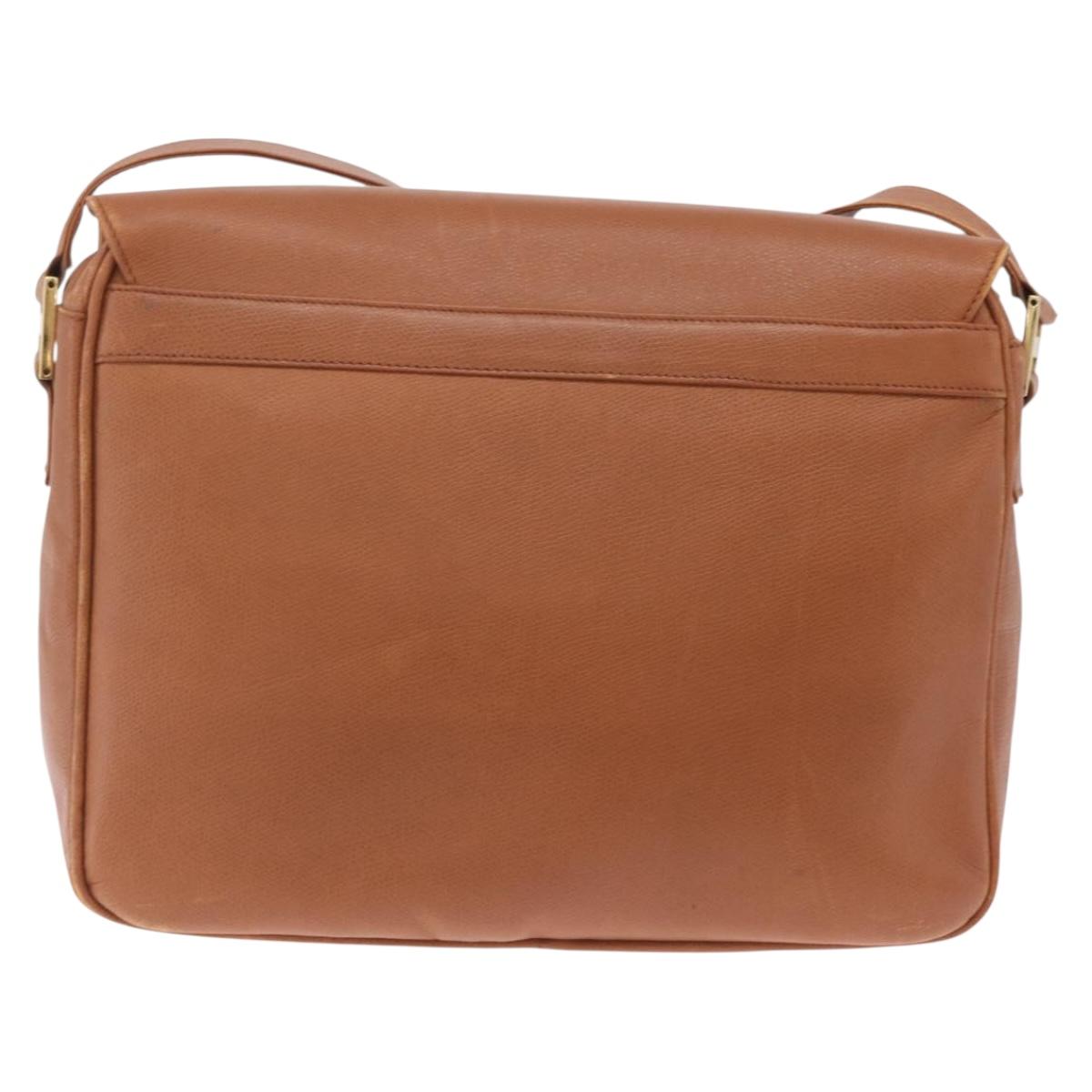 MCM Shoulder Bag Leather Brown Gold Auth ka6936