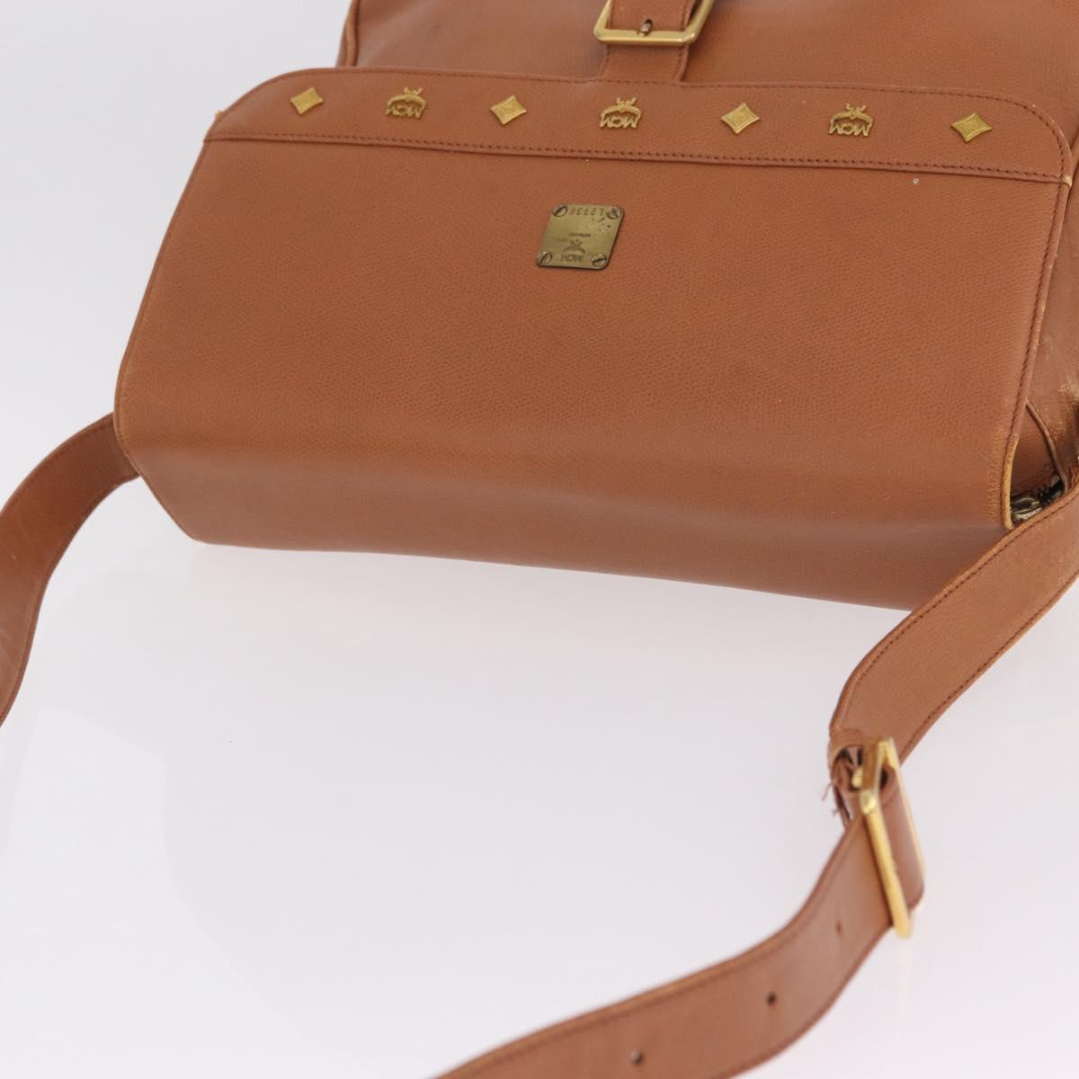 MCM Shoulder Bag Leather Brown Gold Auth ka6936