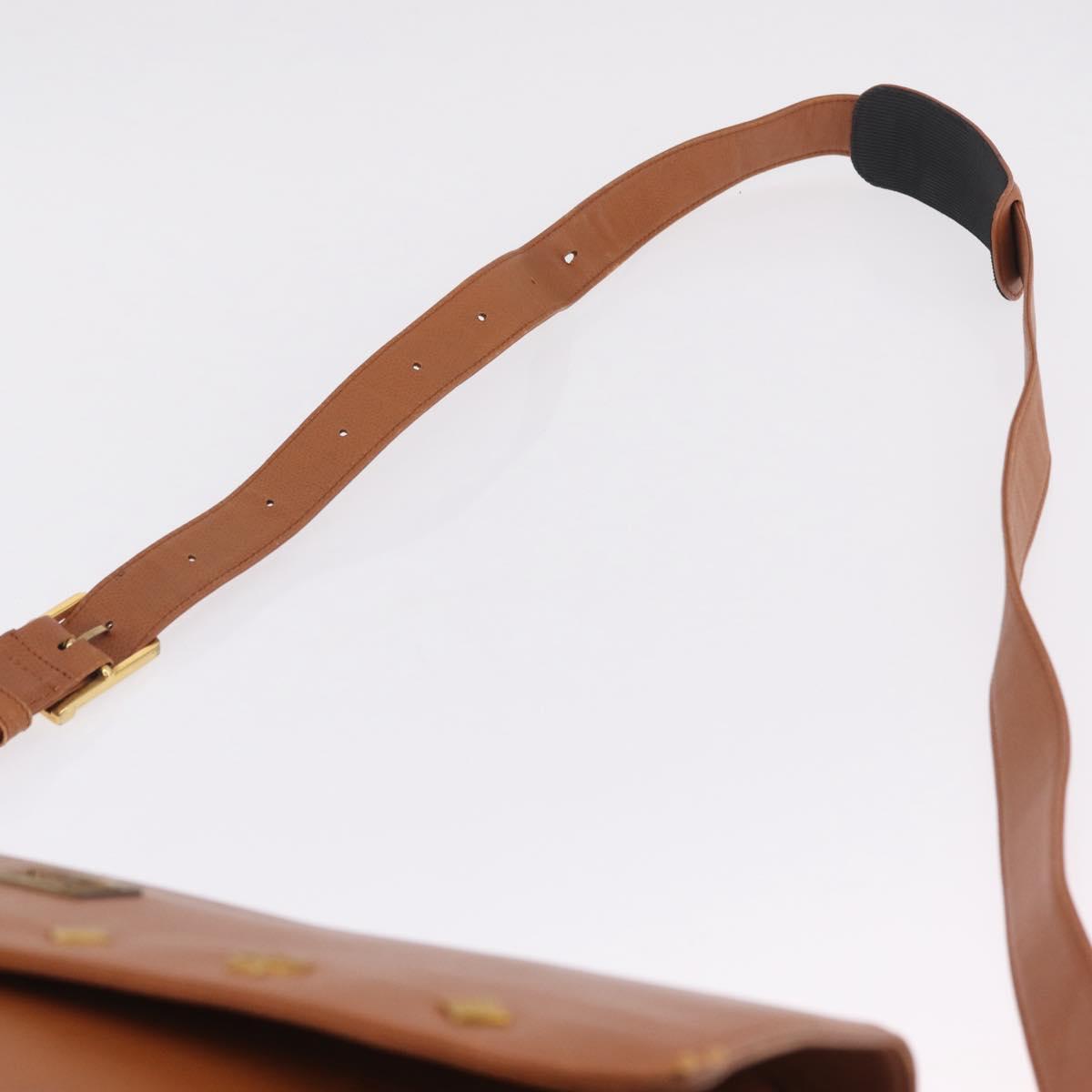 MCM Shoulder Bag Leather Brown Gold Auth ka6936