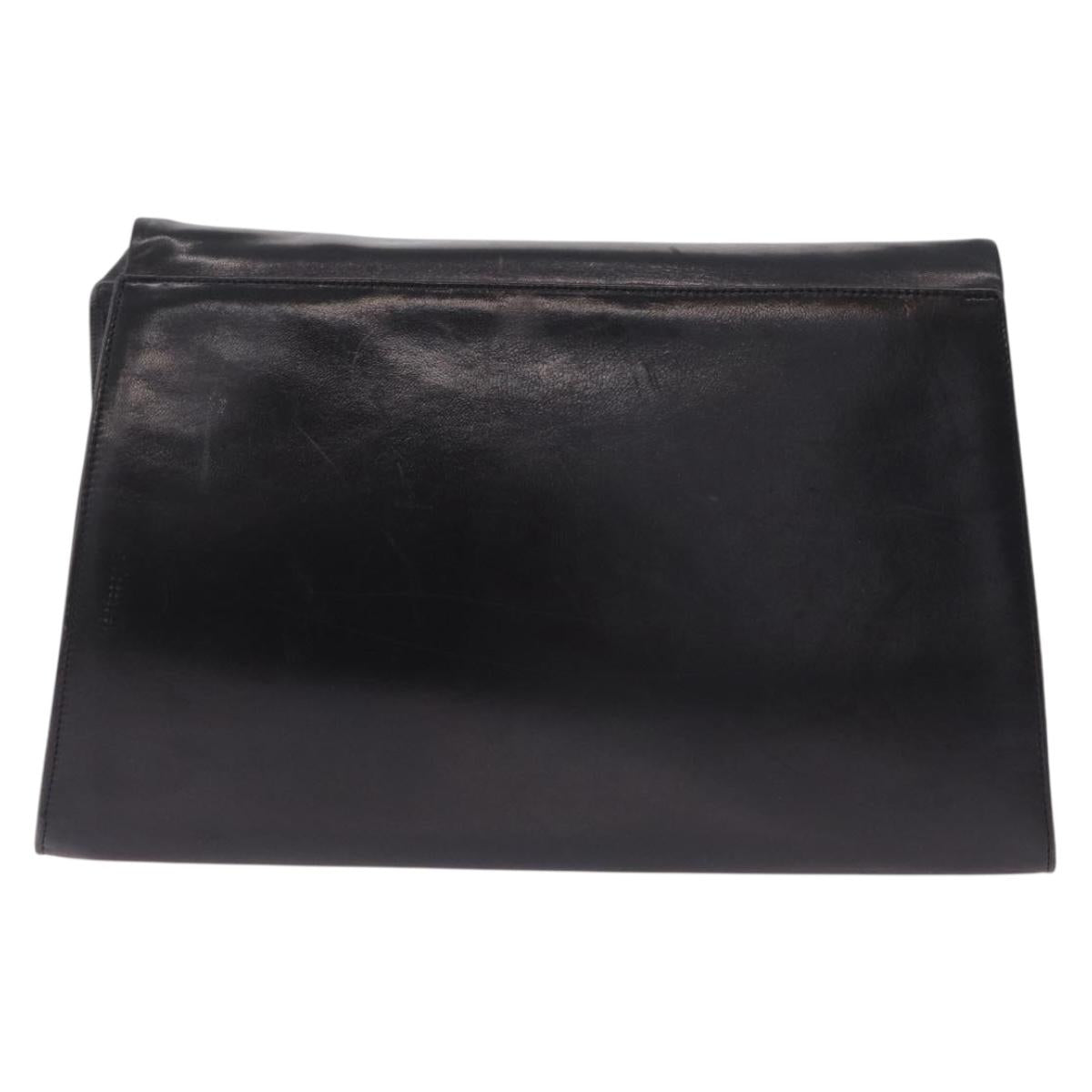 Bally Shoulder Bag Leather Black Gold Auth ka6937
