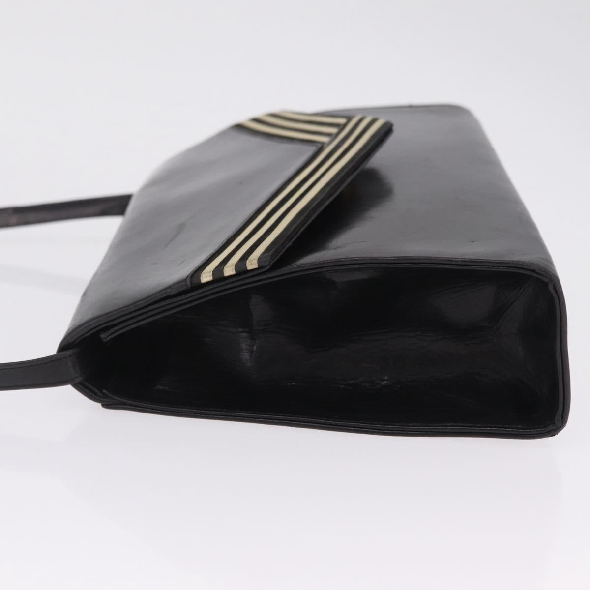 Bally Shoulder Bag Leather Black Gold Auth ka6937