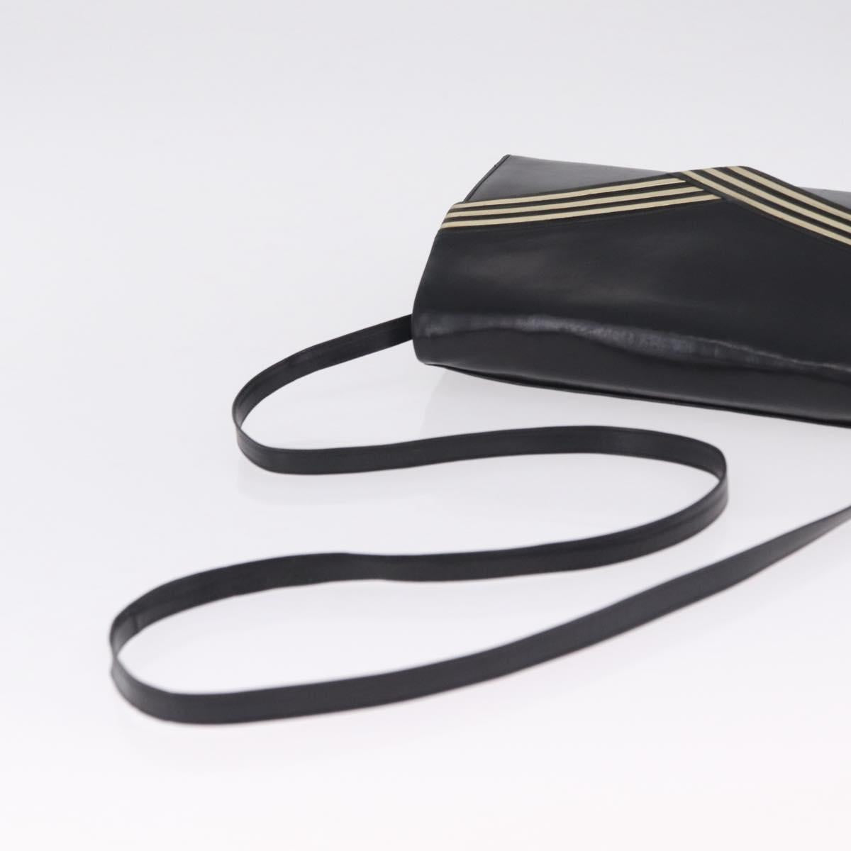 Bally Shoulder Bag Leather Black Gold Auth ka6937