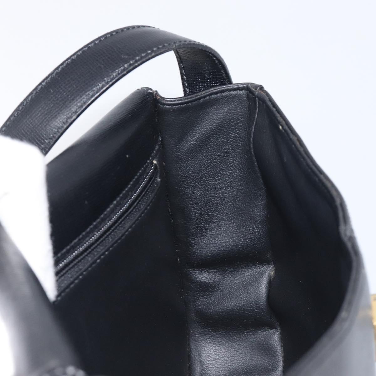 Christian Dior Shoulder Bag Leather Black Gold Auth ka6938