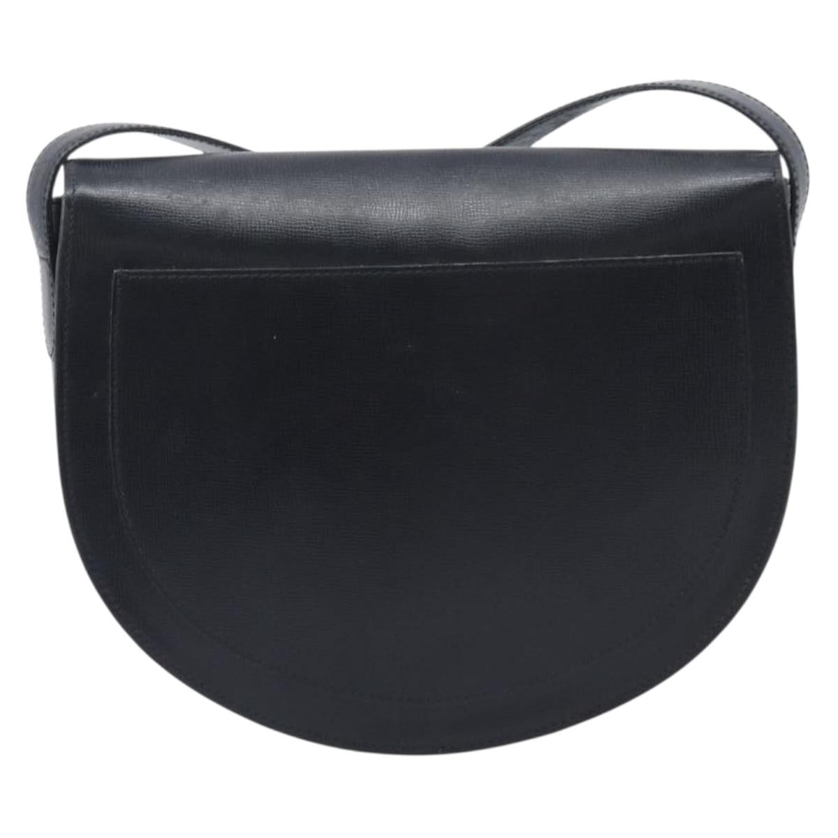 Christian Dior Shoulder Bag Leather Black Gold Auth ka6938