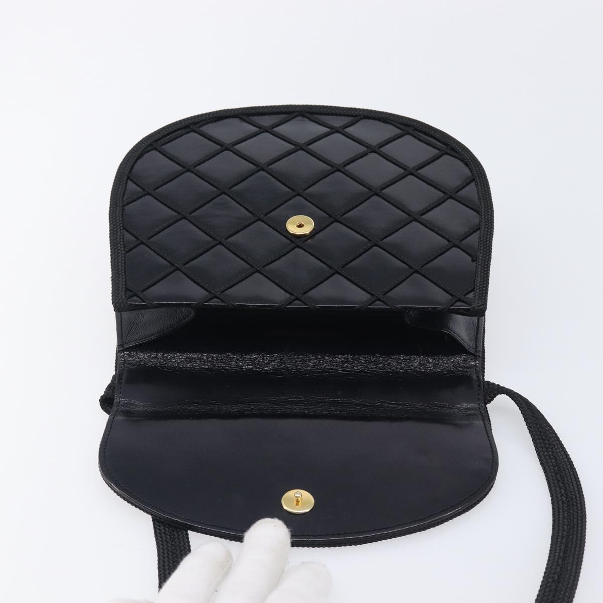 Saint Laurent Shoulder Bag Leather Black Gold Auth ka6939A