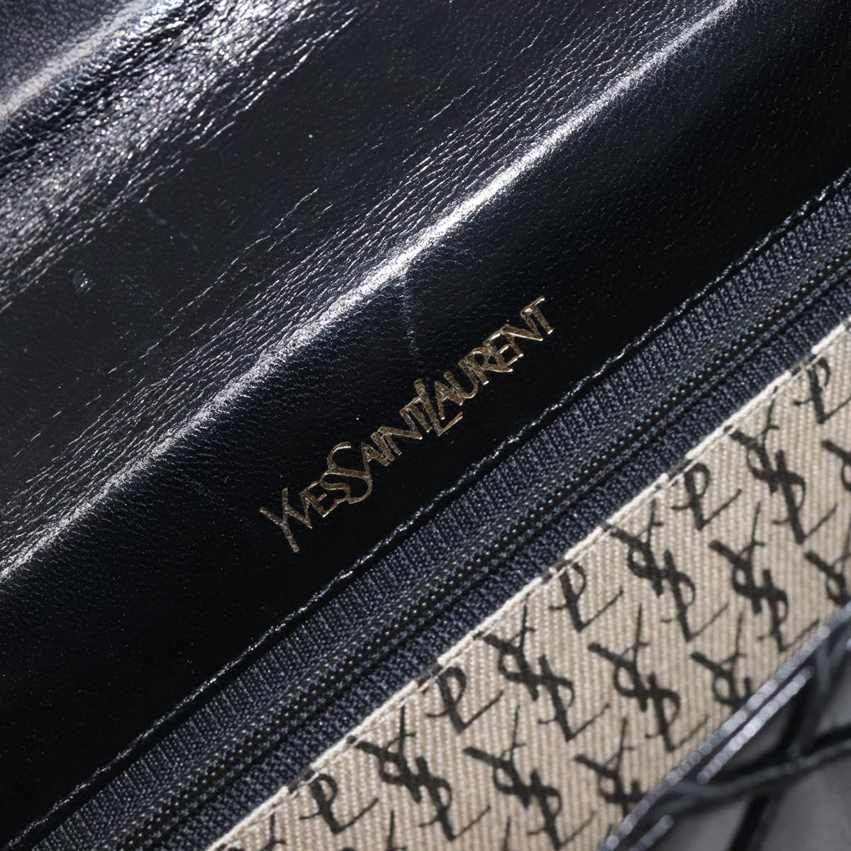 Saint Laurent Shoulder Bag Leather Black Gold Auth ka6939A