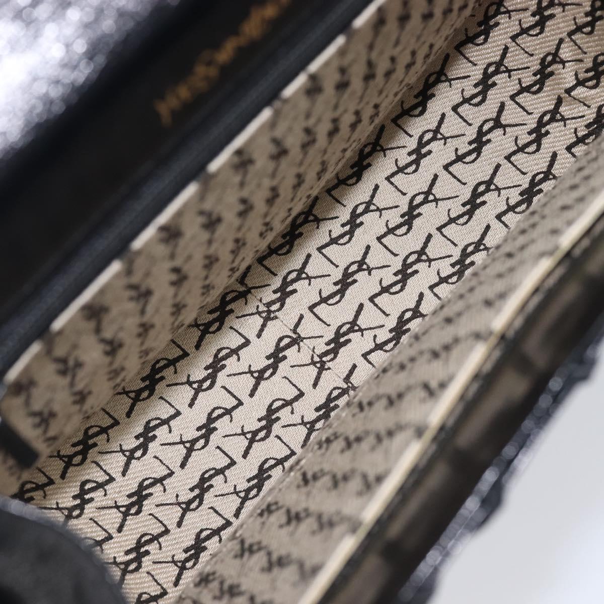 Saint Laurent Shoulder Bag Leather Black Gold Auth ka6939A