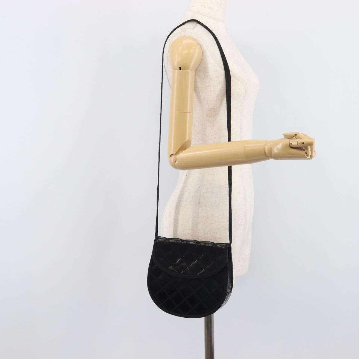 Saint Laurent Shoulder Bag Leather Black Gold Auth ka6939A