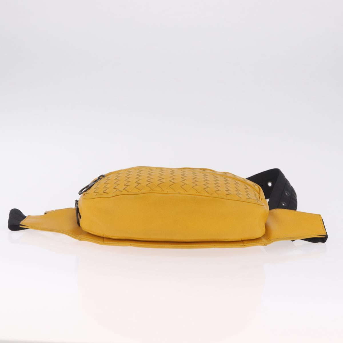 Bottega Veneta MAXI INTRECCIATO Waist Bag Leather Yellow Auth ka6940A