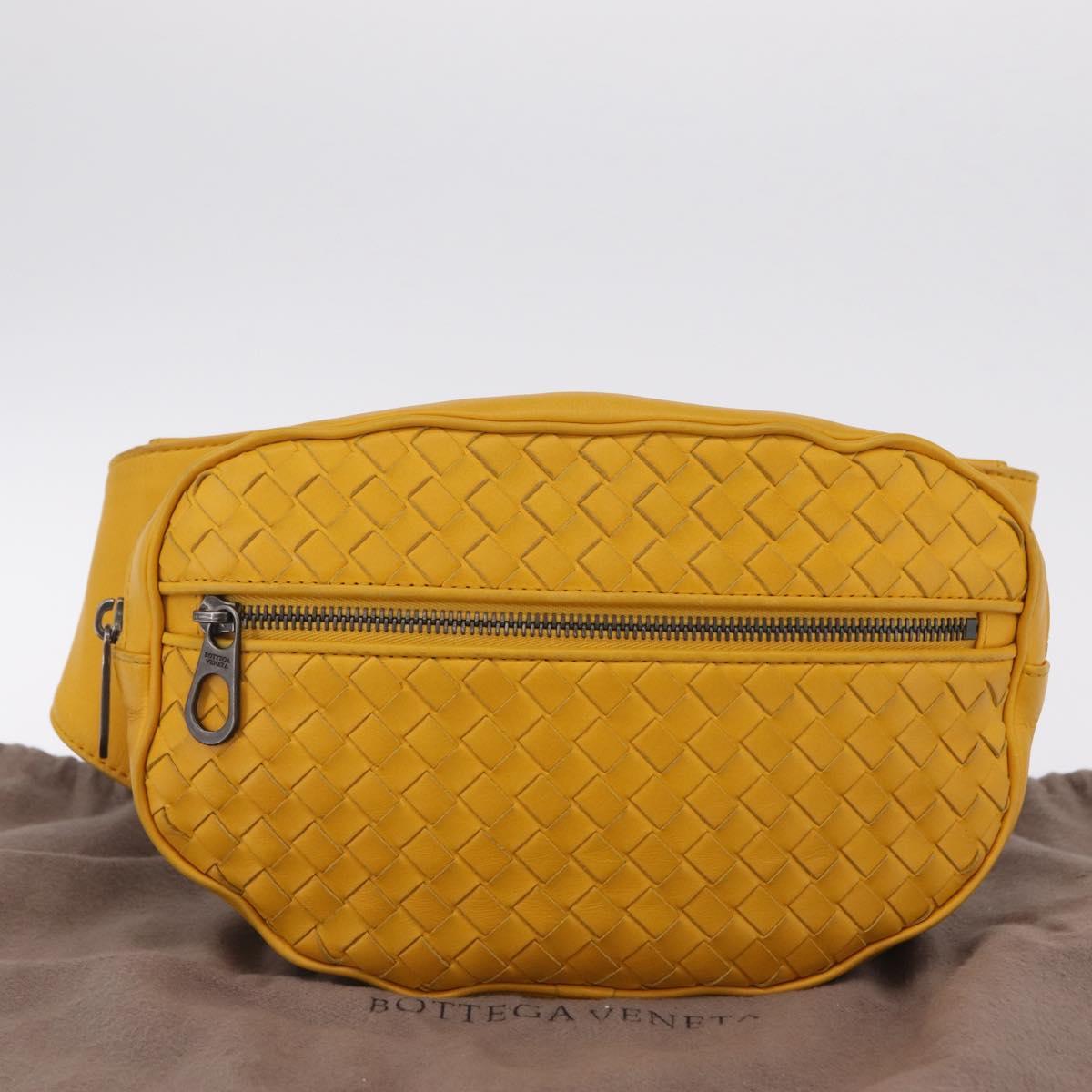 Bottega Veneta MAXI INTRECCIATO Waist Bag Leather Yellow Auth ka6940A