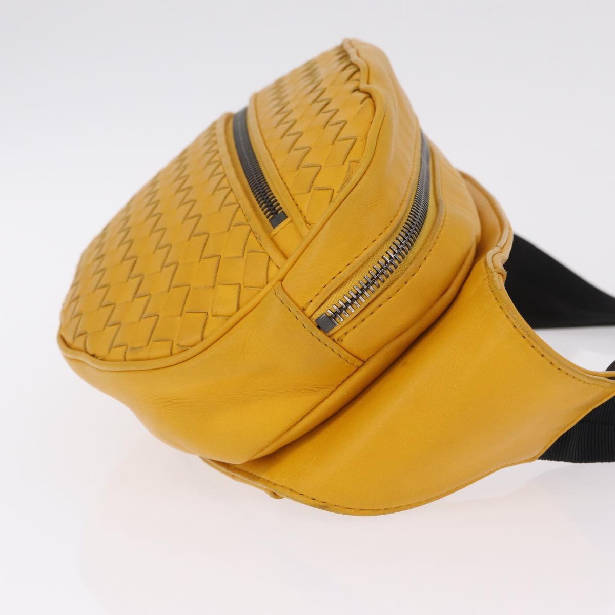 Bottega Veneta MAXI INTRECCIATO Waist Bag Leather Yellow Auth ka6940A