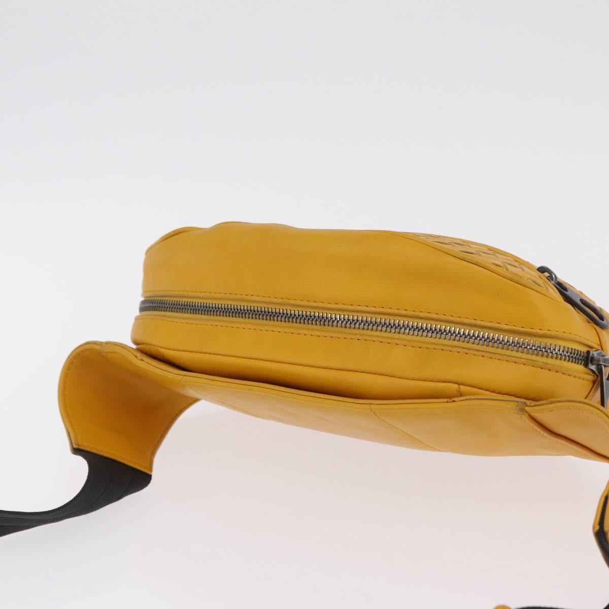 Bottega Veneta MAXI INTRECCIATO Waist Bag Leather Yellow Auth ka6940A