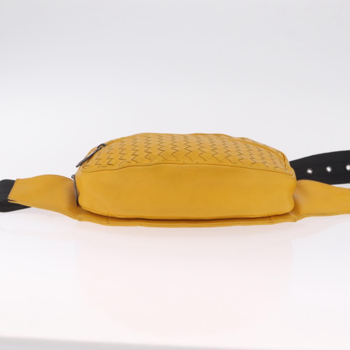 Bottega Veneta MAXI INTRECCIATO Waist Bag Leather Yellow Auth ka6940A