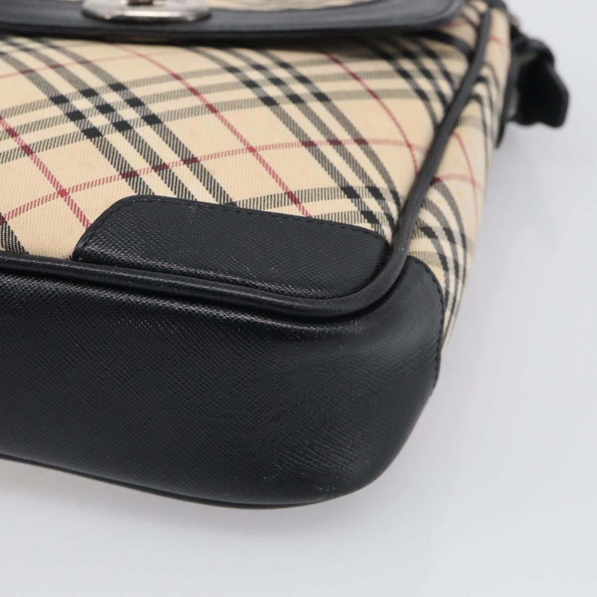 BURBERRY Nova Check Shoulder Bag Canvas Beige Silver Auth ka6942