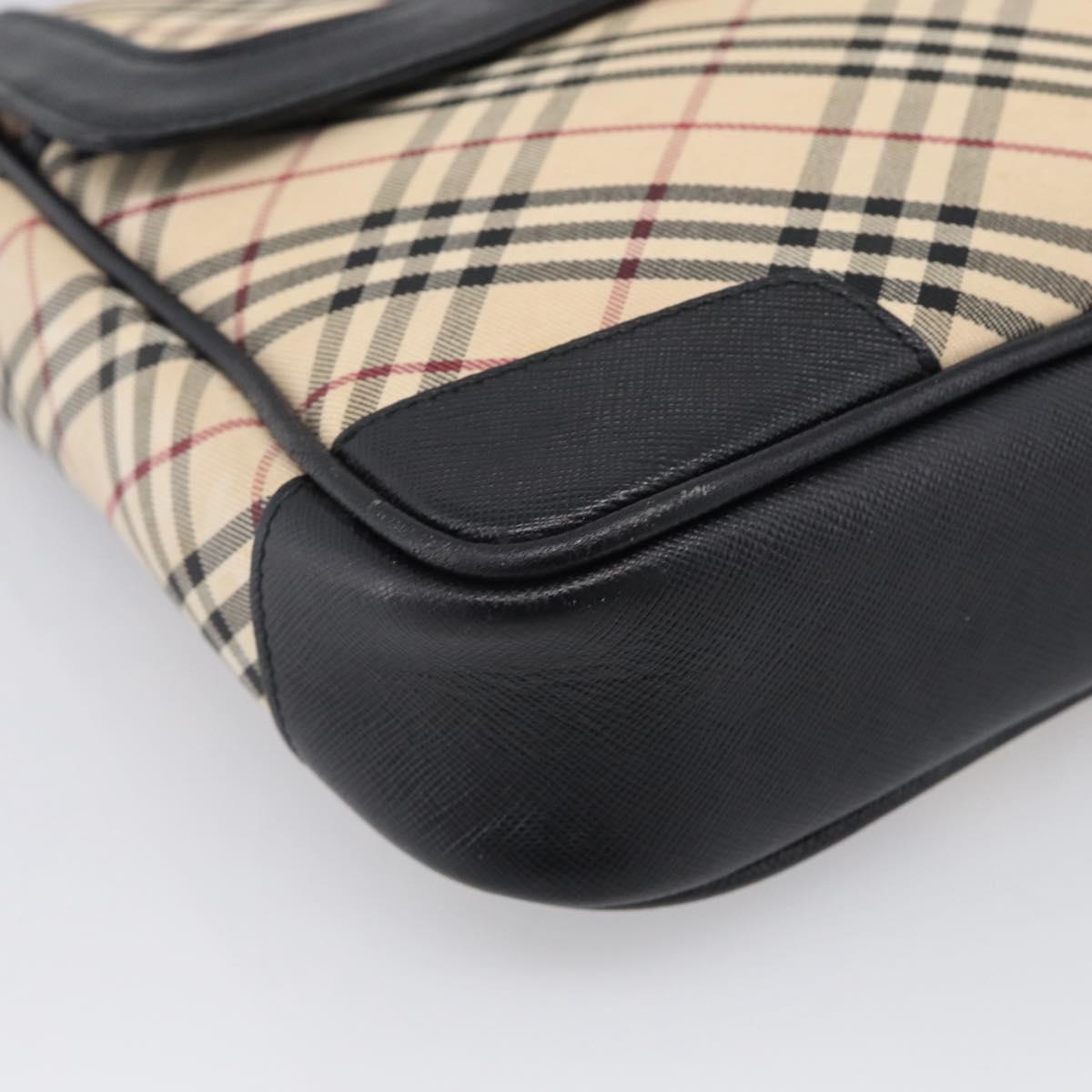 BURBERRY Nova Check Shoulder Bag Canvas Beige Silver Auth ka6942