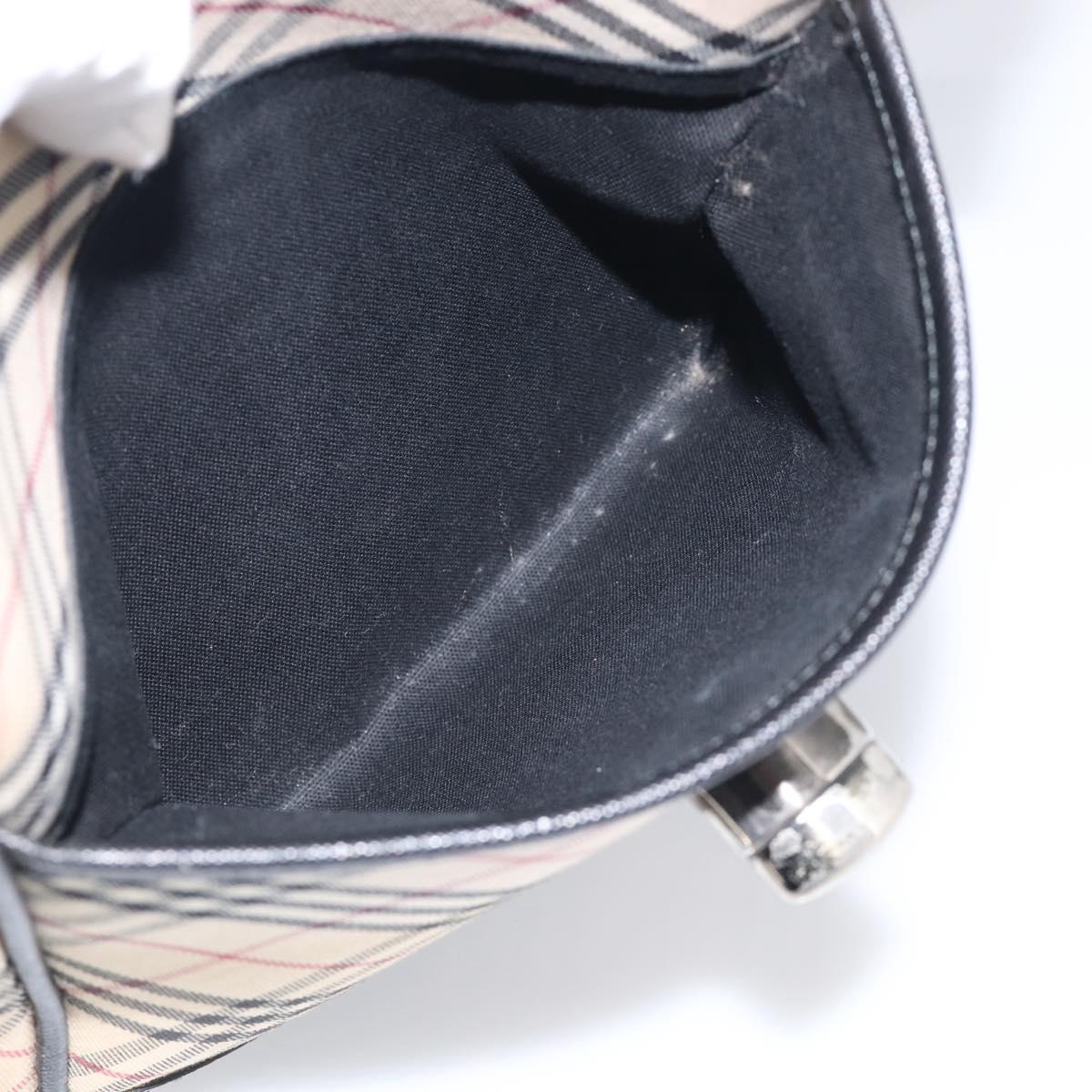 BURBERRY Nova Check Shoulder Bag Canvas Beige Silver Auth ka6942