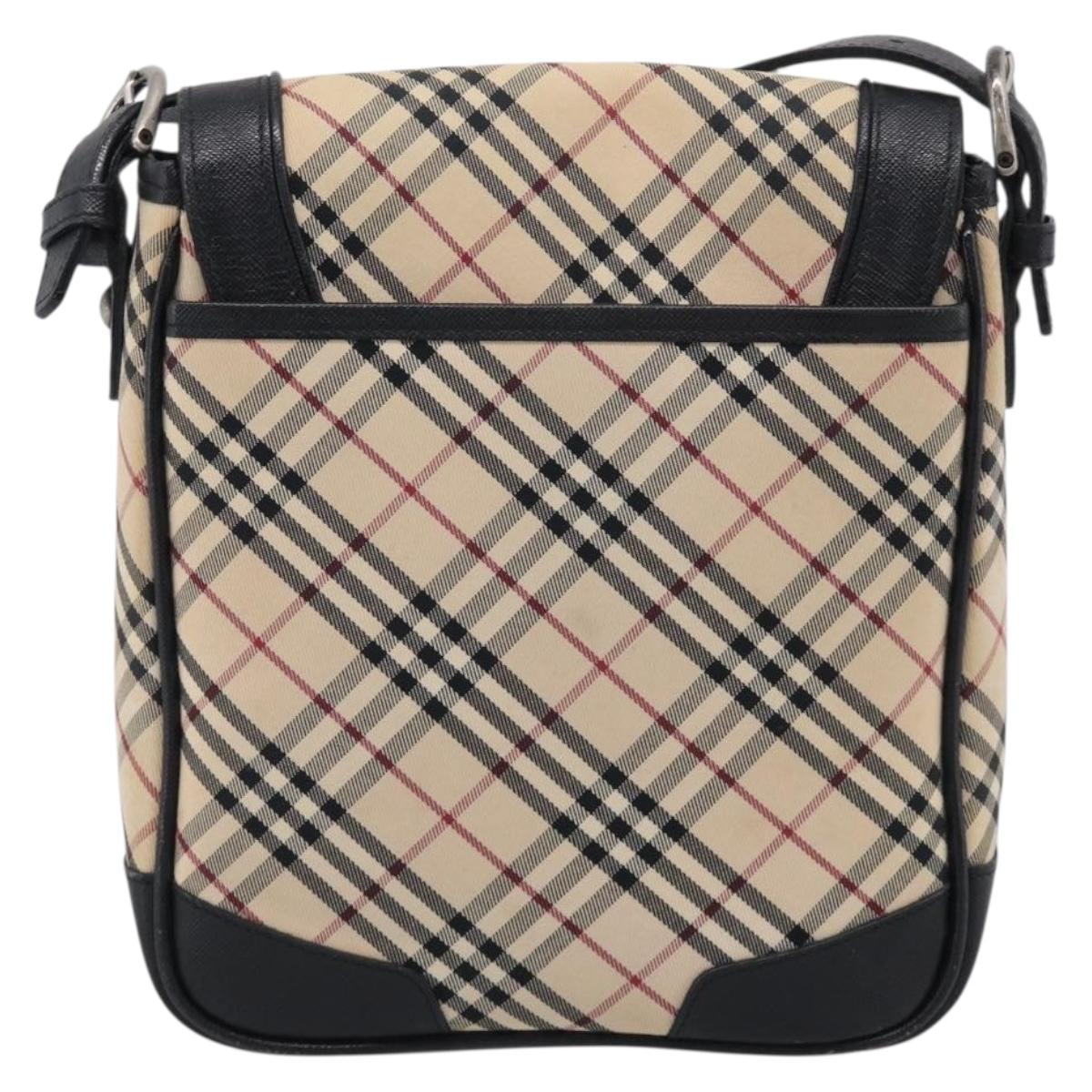 BURBERRY Nova Check Shoulder Bag Canvas Beige Silver Auth ka6942