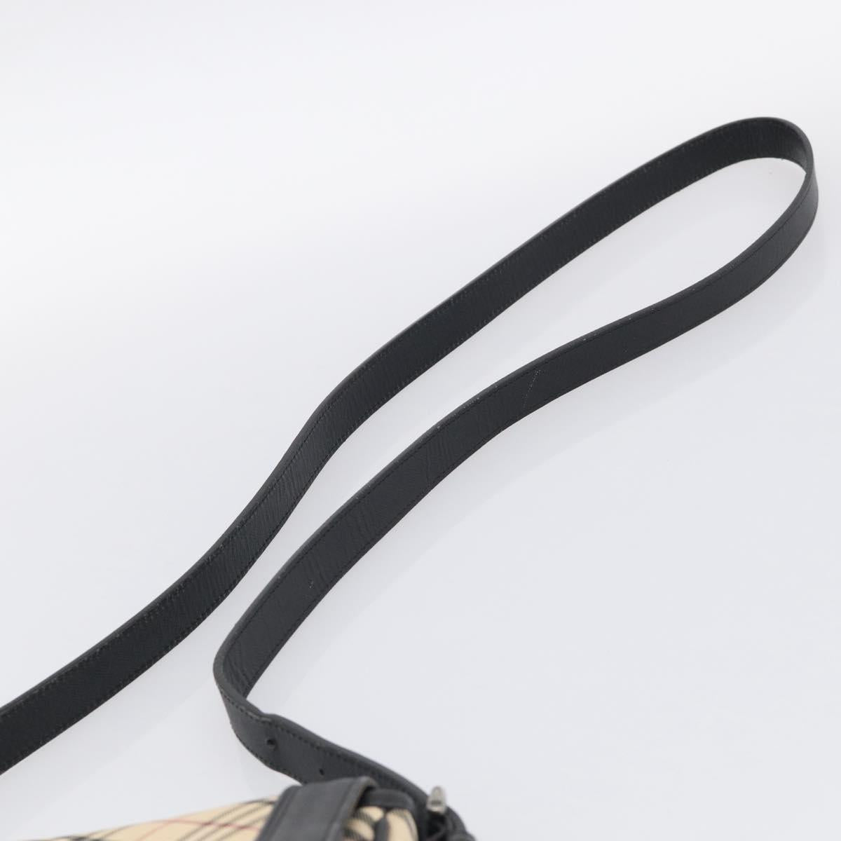 BURBERRY Nova Check Shoulder Bag Canvas Beige Silver Auth ka6942