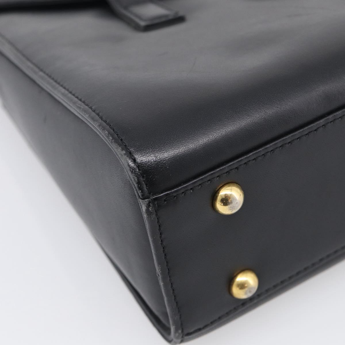 GIVENCHY Hand Bag Leather Black Gold Auth ka6943