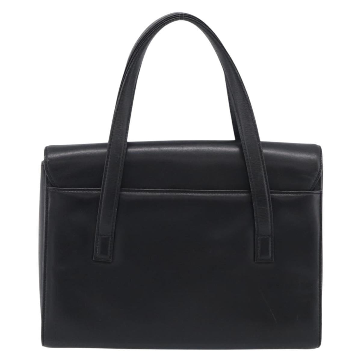 GIVENCHY Hand Bag Leather Black Gold Auth ka6943