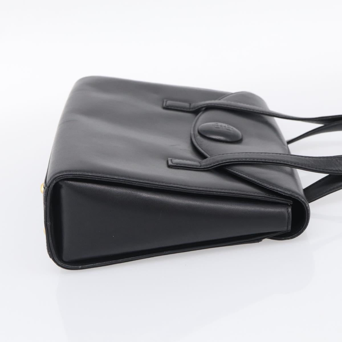 GIVENCHY Hand Bag Leather Black Gold Auth ka6943
