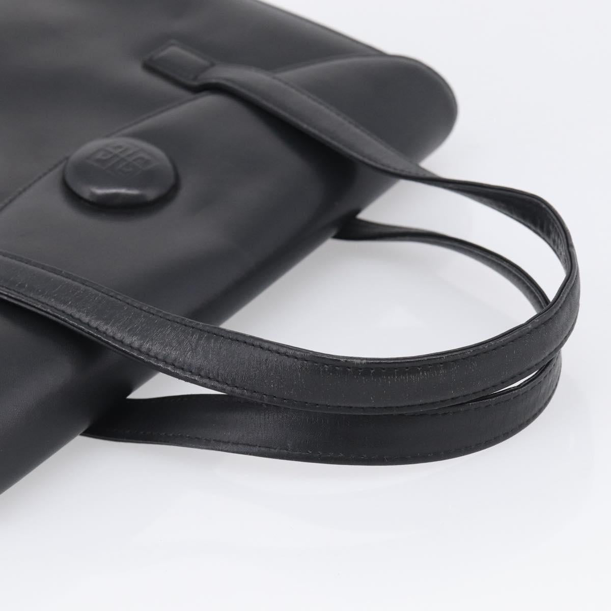 GIVENCHY Hand Bag Leather Black Gold Auth ka6943