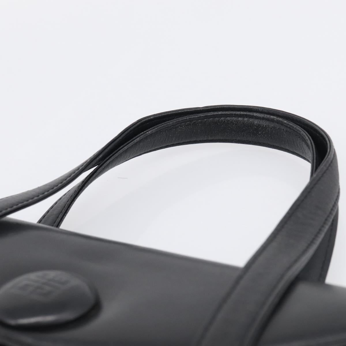 GIVENCHY Hand Bag Leather Black Gold Auth ka6943