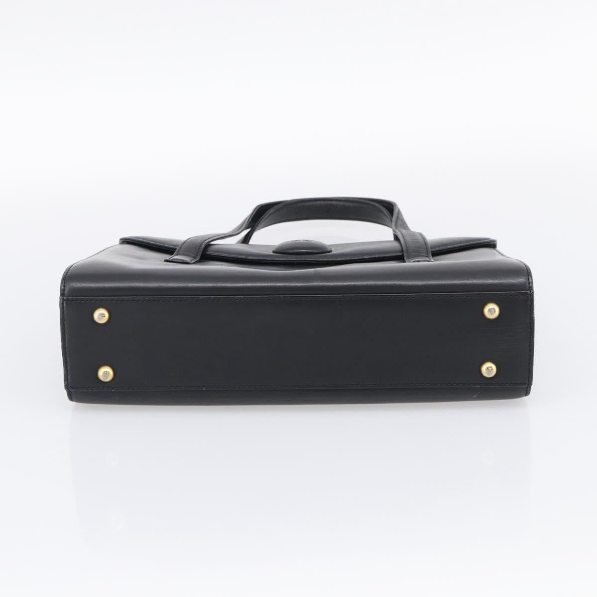 GIVENCHY Hand Bag Leather Black Gold Auth ka6943