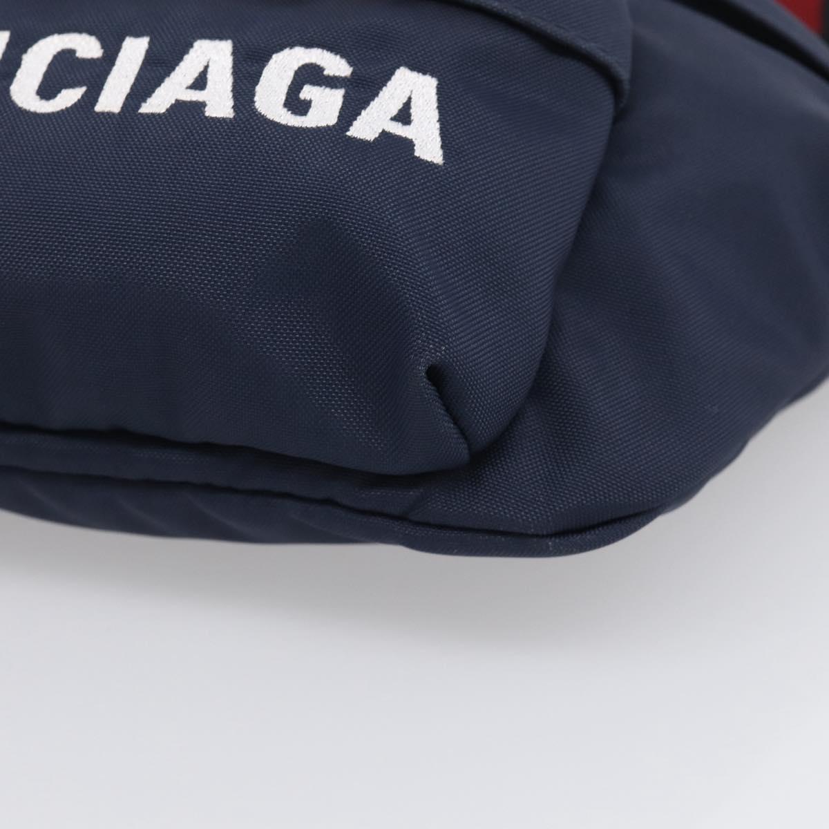 Balenciaga Waist Bag Nylon Navy Silver 533009 Auth ka6945