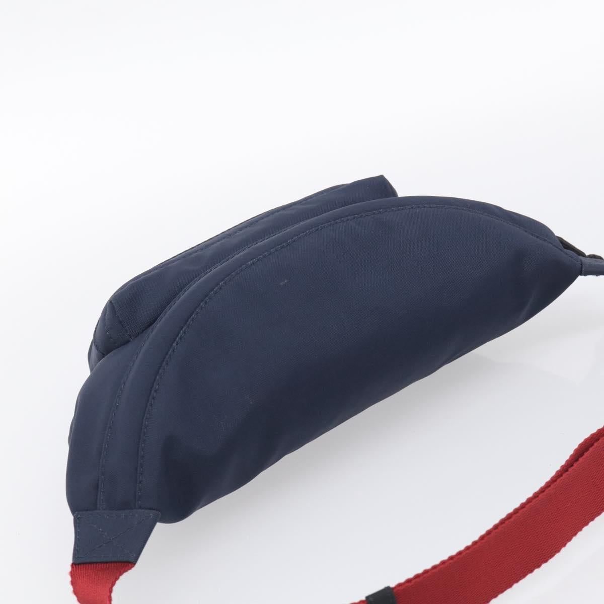 Balenciaga Waist Bag Nylon Navy Silver 533009 Auth ka6945