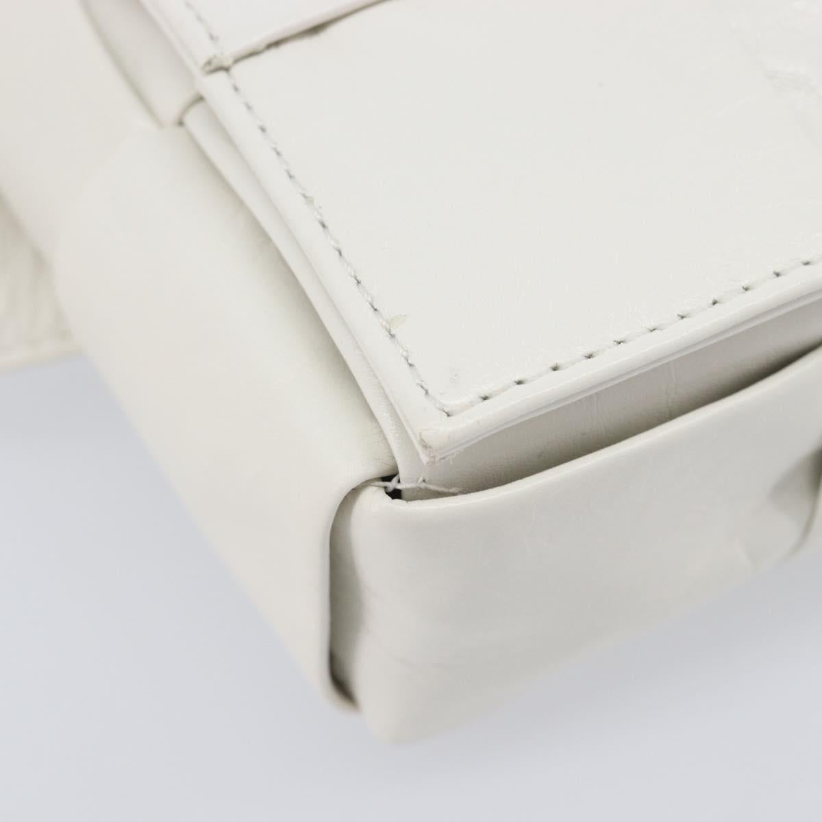 Bottega Veneta MAXI INTRECCIATO Cassette Waist Bag Leather White Auth ka6946V