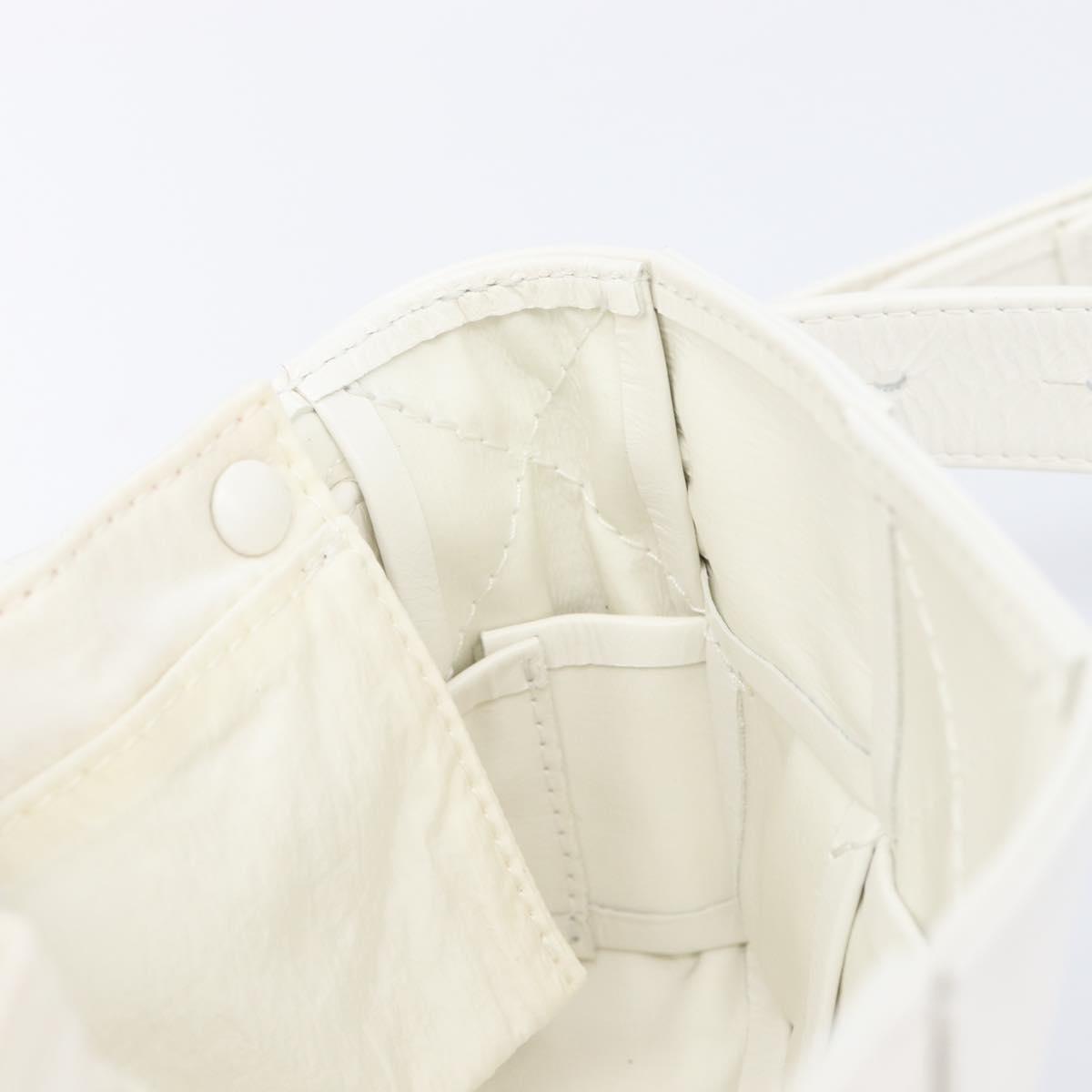 Bottega Veneta MAXI INTRECCIATO Cassette Waist Bag Leather White Auth ka6946V