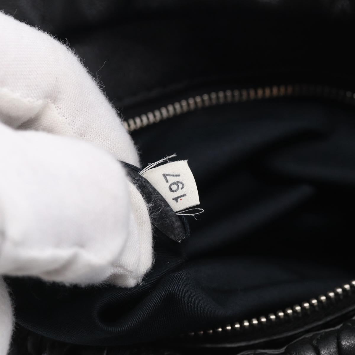 Miu Miu Matelasse Chain Shoulder Bag Leather Black Silver Auth ka6947V