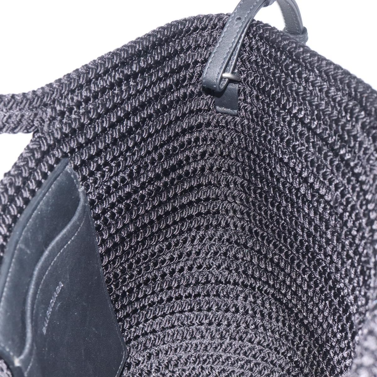 Balenciaga Ibiza Basket Hand Bag Canvas 2way Black Silver 695611 Auth ka6950SAM