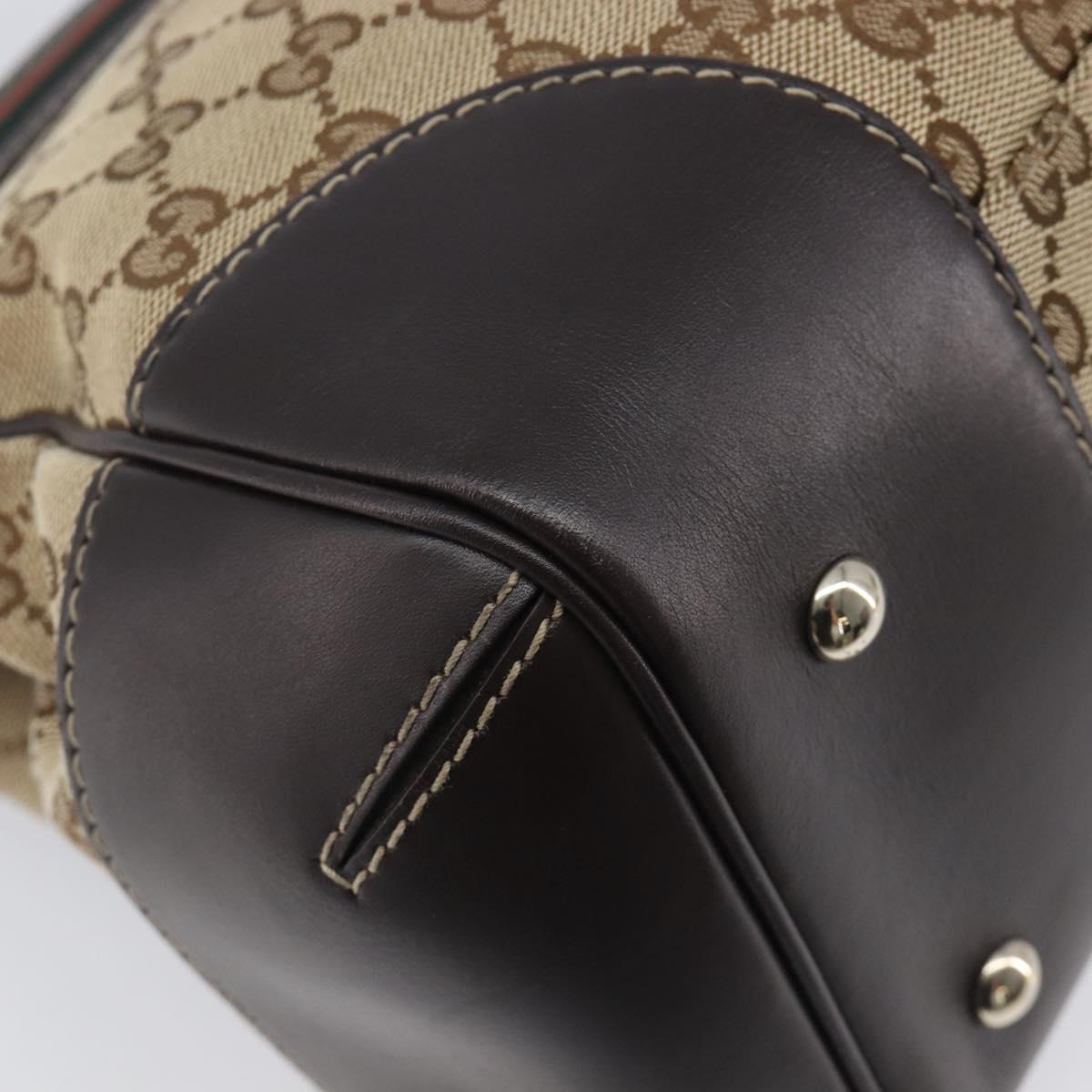 GUCCI GG Canvas Web Sherry Line Princi Hand Bag Beige Gold 257063 Auth ka6951V