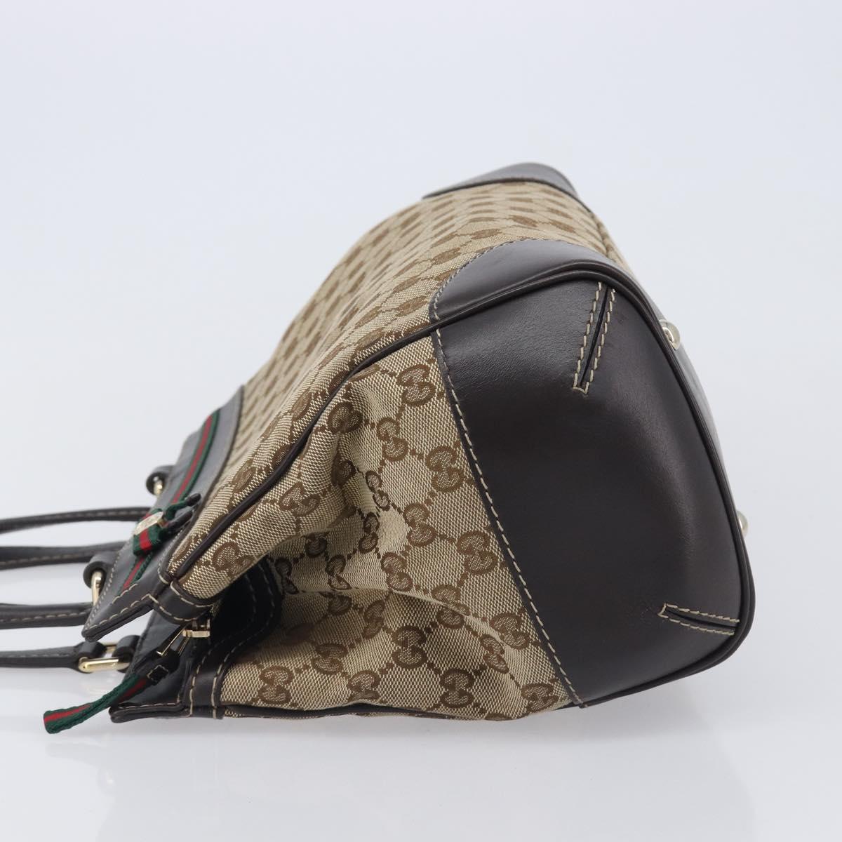 GUCCI GG Canvas Web Sherry Line Princi Hand Bag Beige Gold 257063 Auth ka6951V