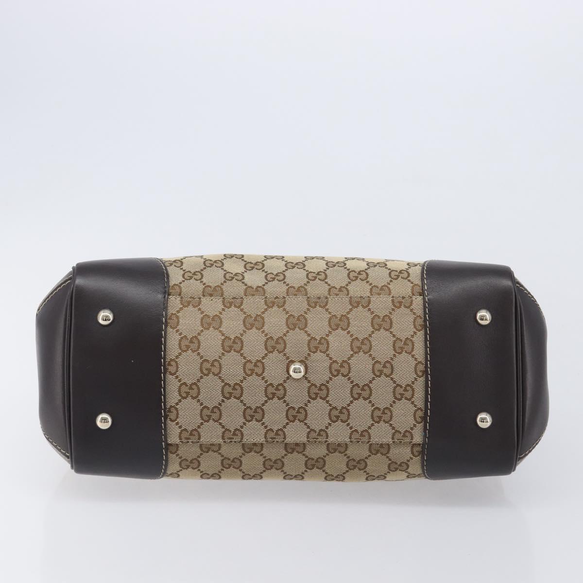 GUCCI GG Canvas Web Sherry Line Princi Hand Bag Beige Gold 257063 Auth ka6951V