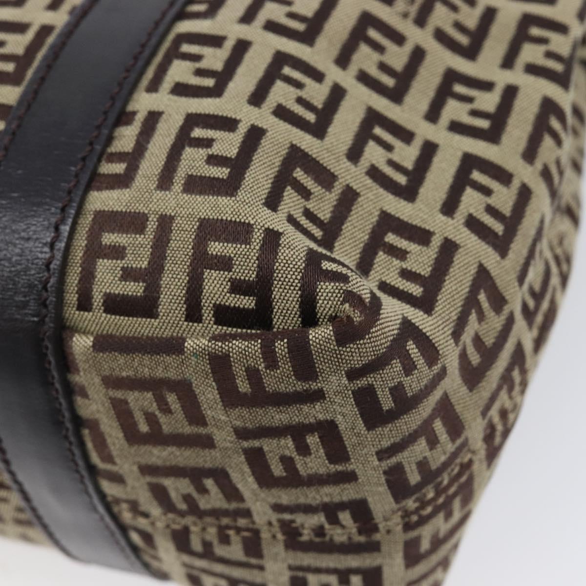 FENDI Zucchino Canvas Tote Bag Beige Gold Auth ka6952A