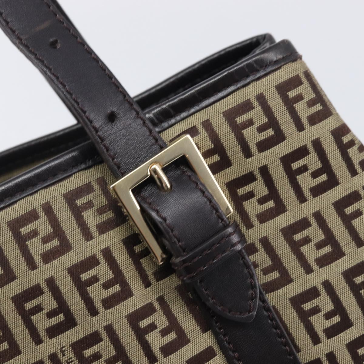 FENDI Zucchino Canvas Tote Bag Beige Gold Auth ka6952A