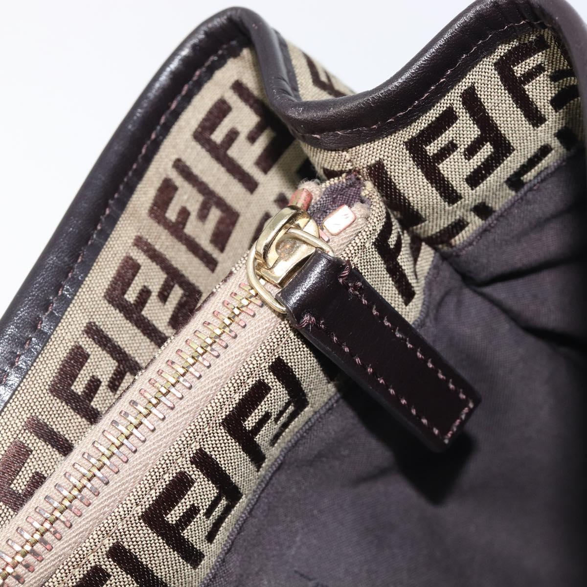 FENDI Zucchino Canvas Tote Bag Beige Gold Auth ka6952A