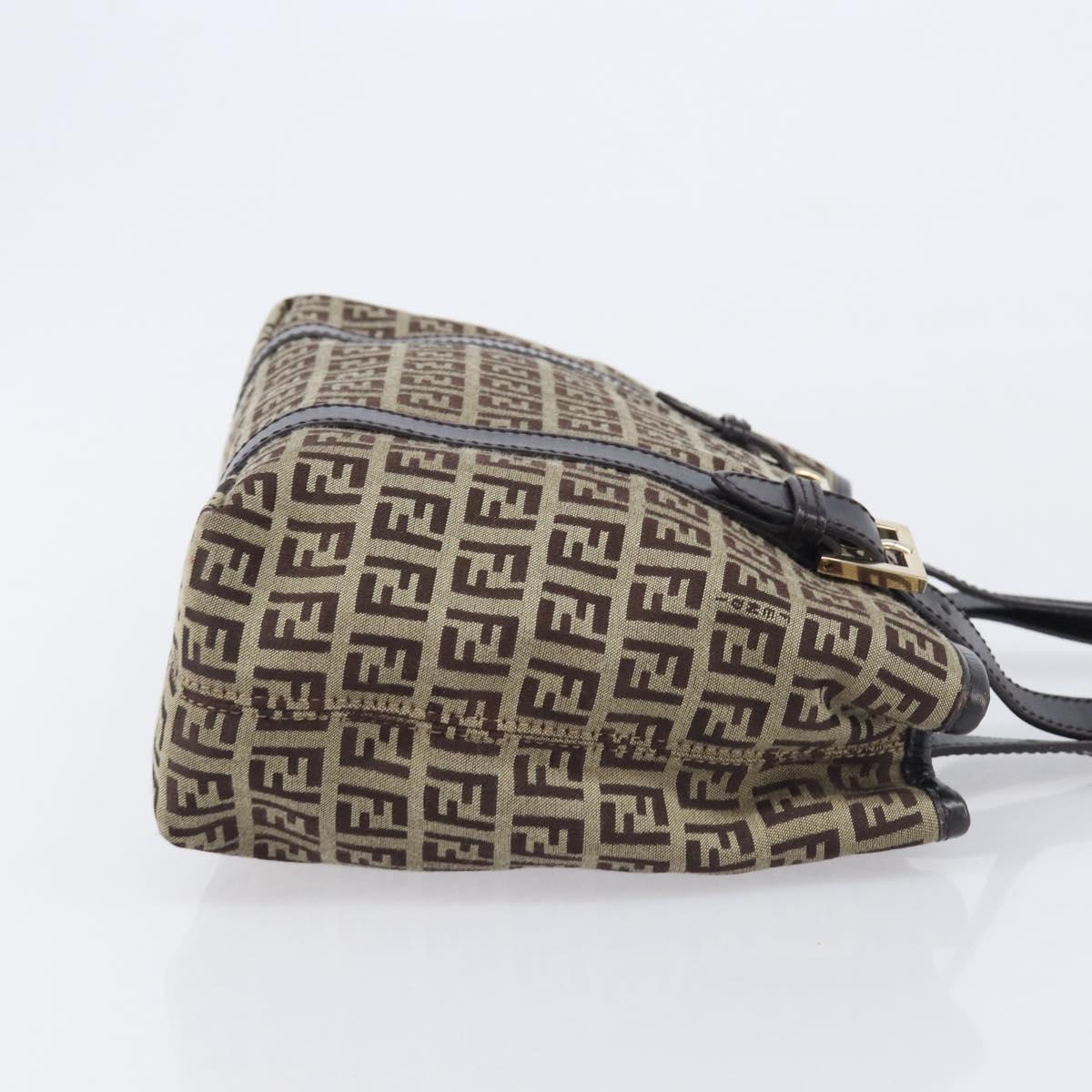 FENDI Zucchino Canvas Tote Bag Beige Gold Auth ka6952A