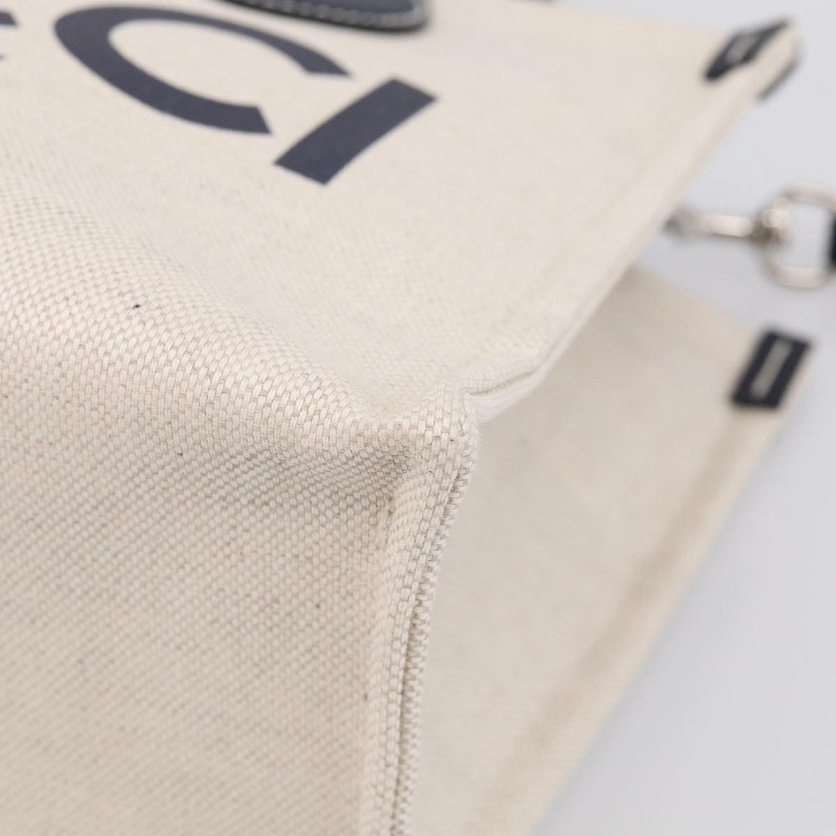 GUCCI Tote Bag Canvas 2way Ivory Silver 772144 Auth ka6953V