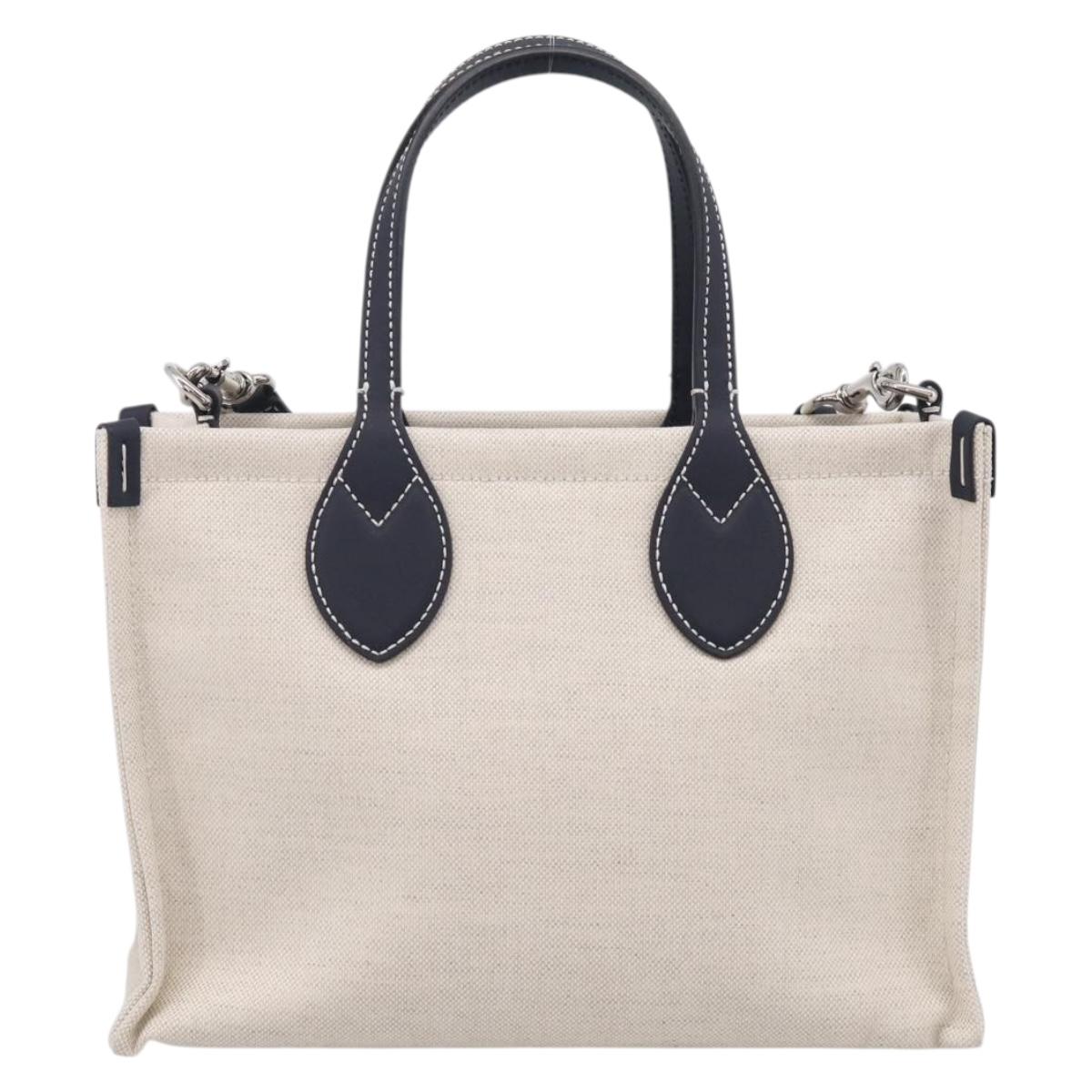 GUCCI Tote Bag Canvas 2way Ivory Silver 772144 Auth ka6953V