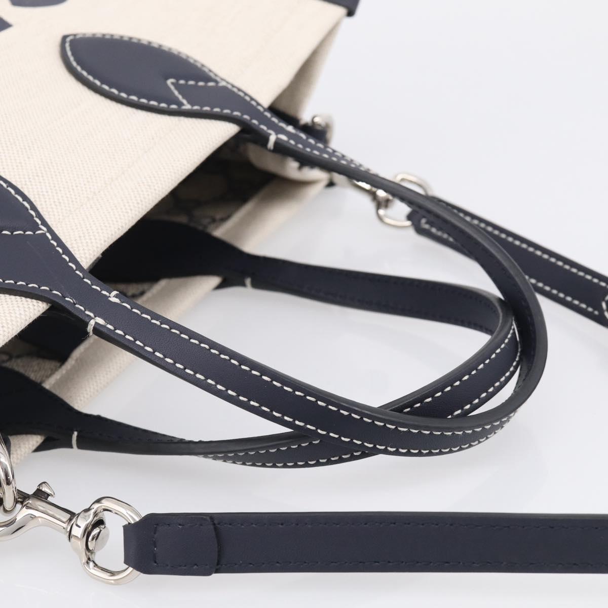 GUCCI Tote Bag Canvas 2way Ivory Silver 772144 Auth ka6953V