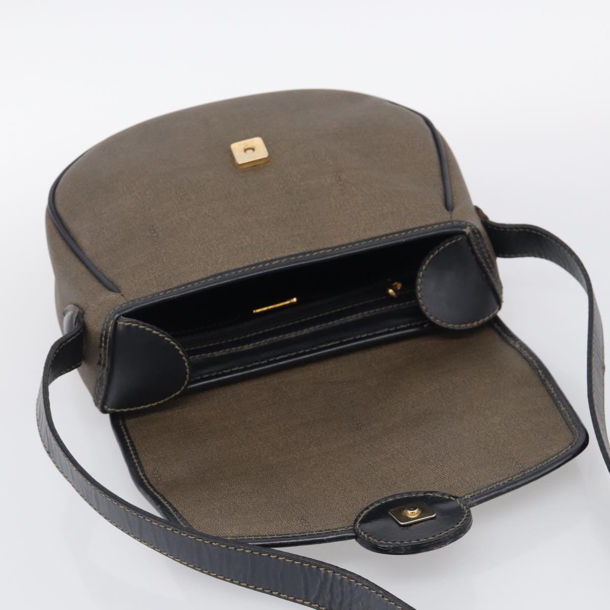 FENDI Shoulder Bag Coated Canvas Beige Gold Auth ka6955