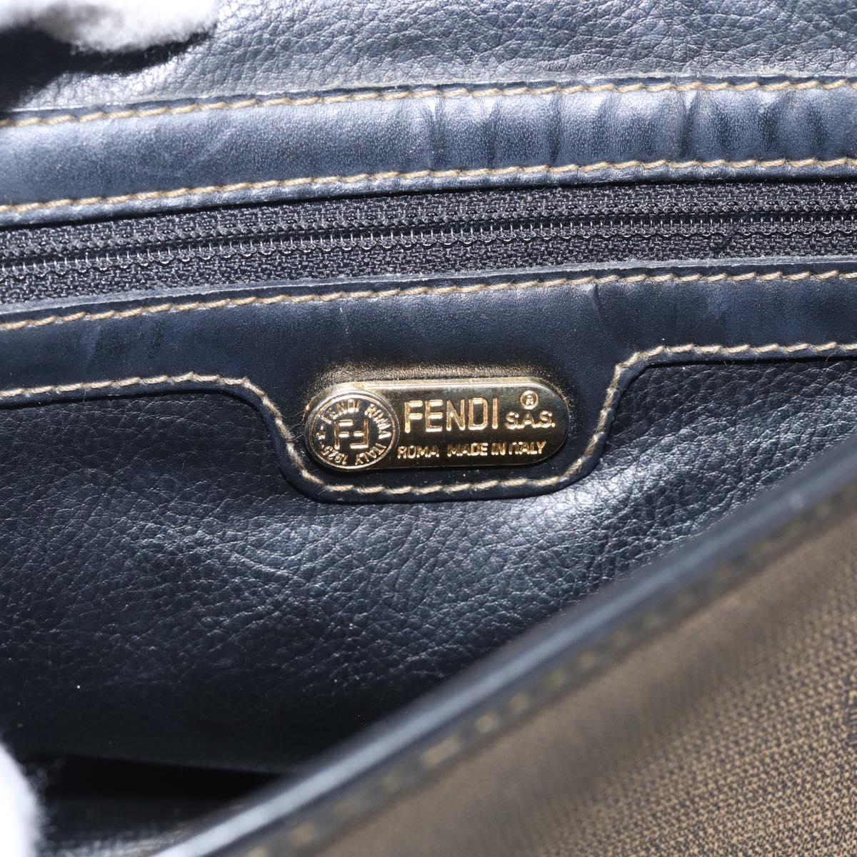 FENDI Shoulder Bag Coated Canvas Beige Gold Auth ka6955