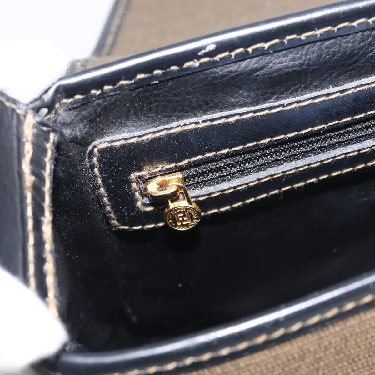 FENDI Shoulder Bag Coated Canvas Beige Gold Auth ka6955