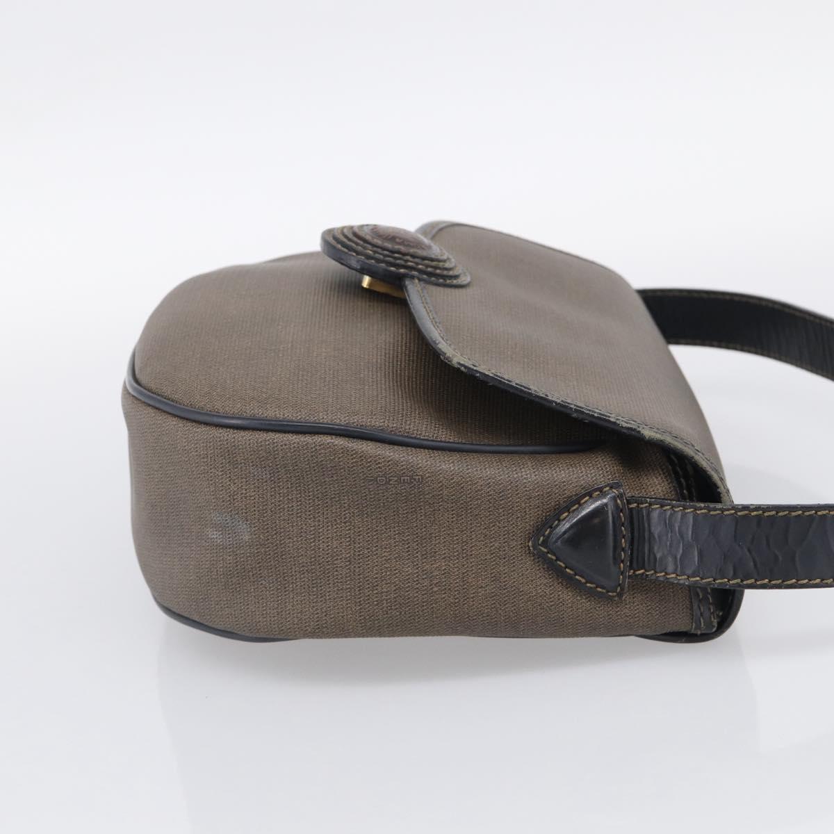 FENDI Shoulder Bag Coated Canvas Beige Gold Auth ka6955